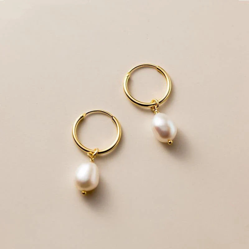 Charlotte - Coastal-Inspired Pearl Hoop Earrings