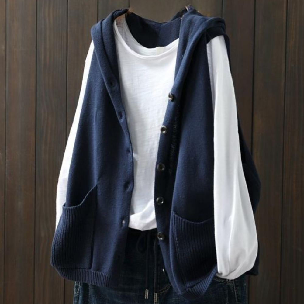 Tahlia - Hooded Button-Up Fleece Vest