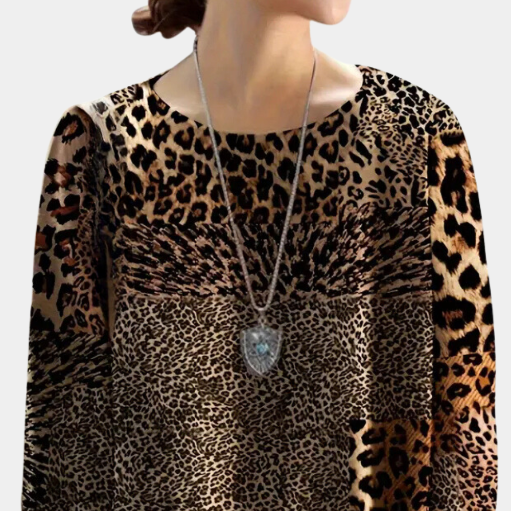 Nira - Animal Print Long-Sleeve Top