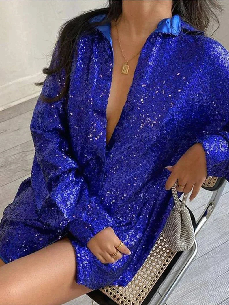 Georgia - Oversized Glitter Blouse for Women