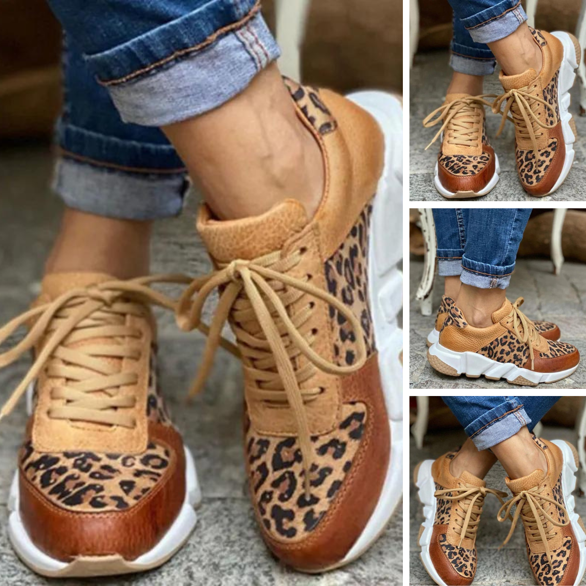 Selene - Fierce Leopard Print Sneakers Trendy and Comfortable