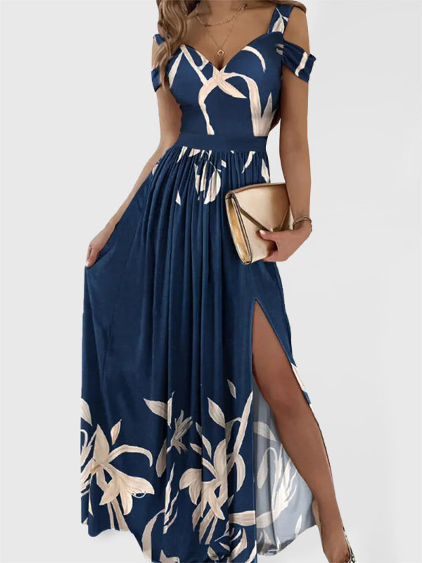 Lennox - Floral Print Maxi Dress with V-Neck and Sexy Slit