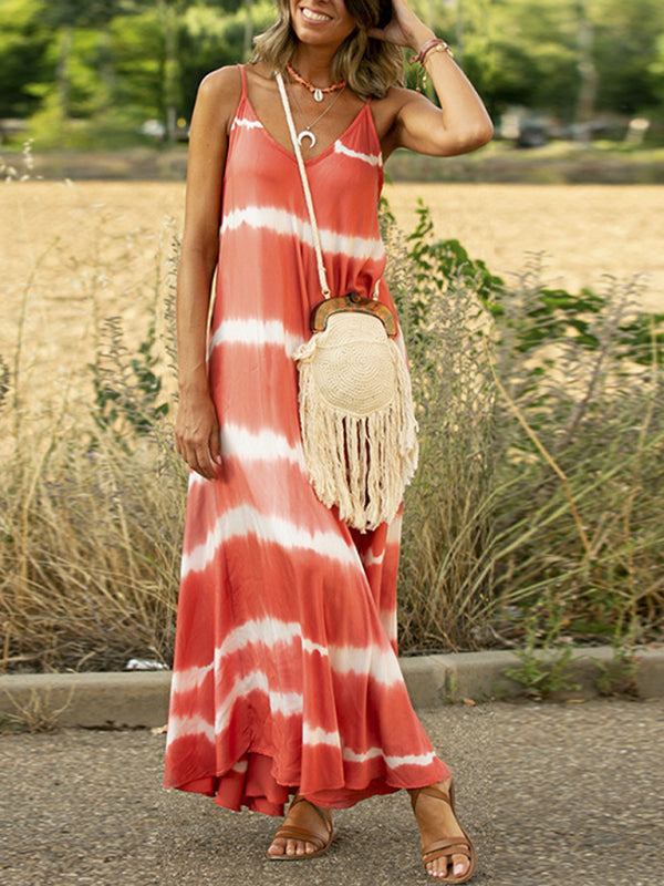 Marley - Striped Maxi Dress with Sleeveless Design and Swing Silhouette