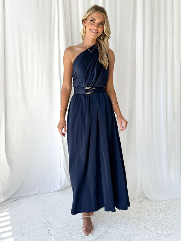 Amelie - One Shoulder Maxi Dress with Slim Waist and Backless Design