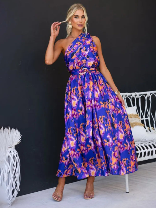 Amelie - One Shoulder Maxi Dress with Slim Waist and Backless Design