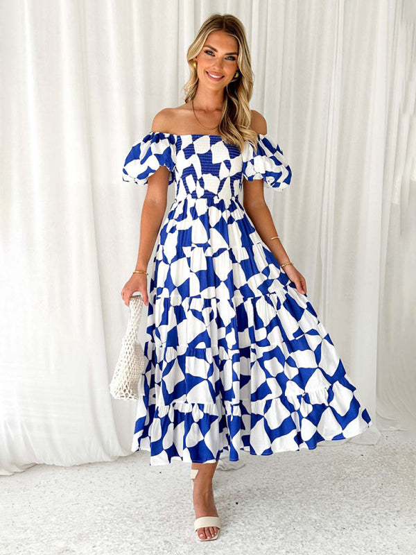 Bella - Off-Shoulder Maxi Dress with Smocked Bodice and Floral Print