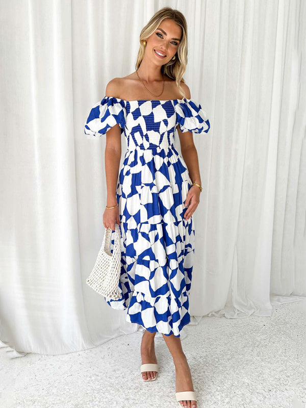 Bella - Off-Shoulder Maxi Dress with Smocked Bodice and Floral Print