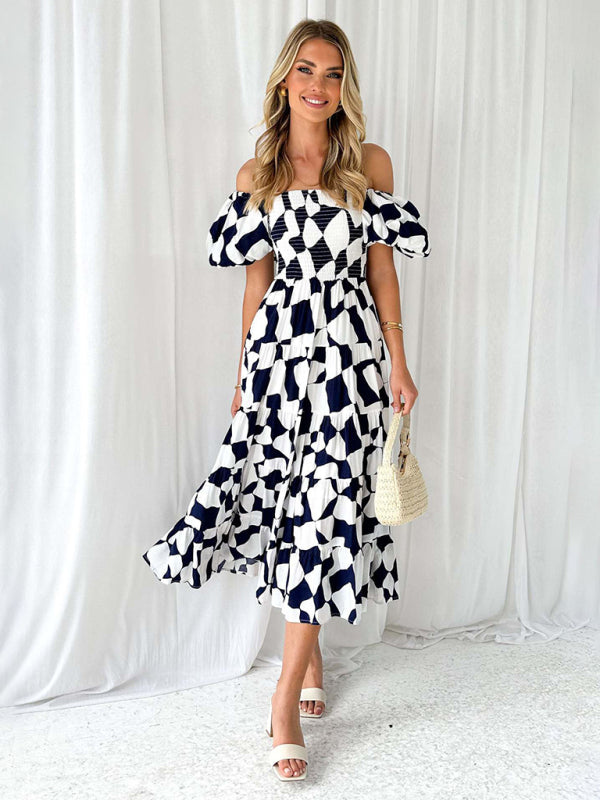 Bella - Off-Shoulder Maxi Dress with Smocked Bodice and Floral Print