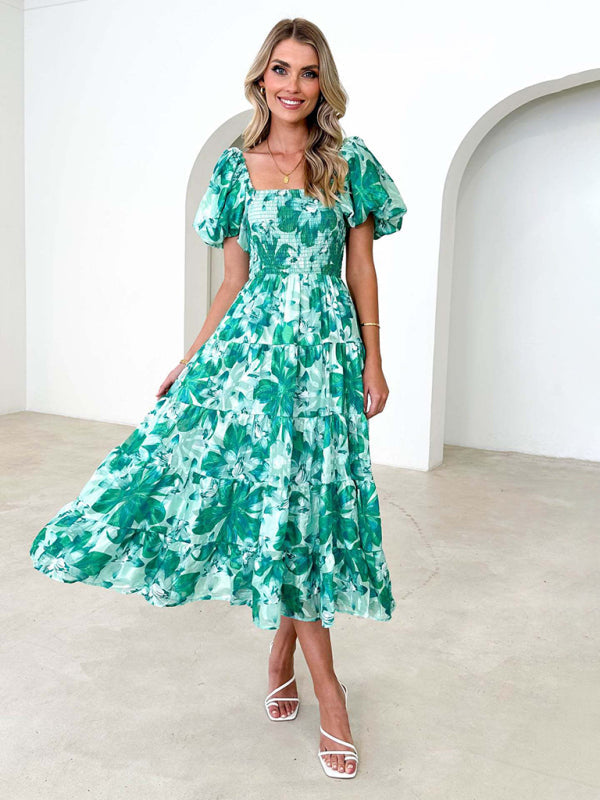 Bella - Off-Shoulder Maxi Dress with Smocked Bodice and Floral Print