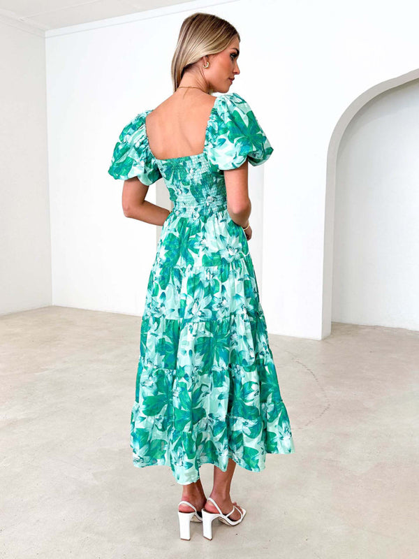 Bella - Off-Shoulder Maxi Dress with Smocked Bodice and Floral Print