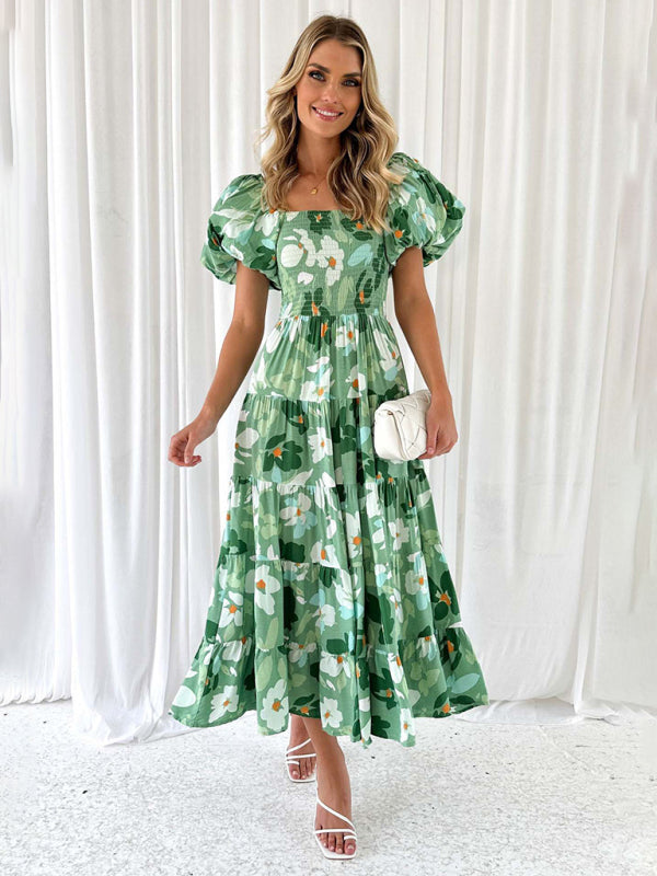 Bella - Off-Shoulder Maxi Dress with Smocked Bodice and Floral Print