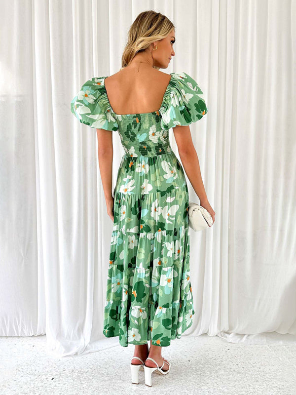 Bella - Off-Shoulder Maxi Dress with Smocked Bodice and Floral Print