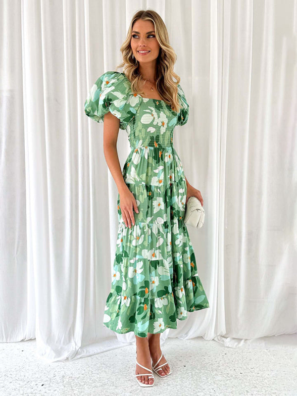 Bella - Off-Shoulder Maxi Dress with Smocked Bodice and Floral Print