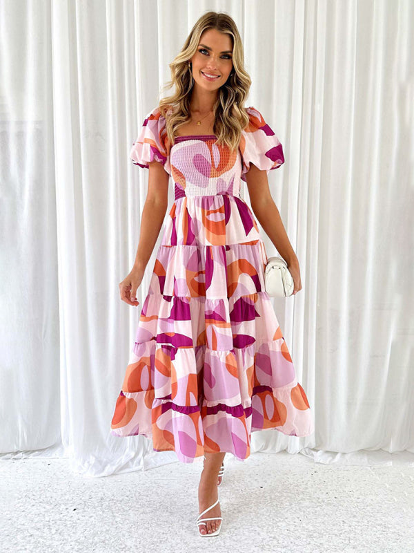 Bella - Off-Shoulder Maxi Dress with Smocked Bodice and Floral Print