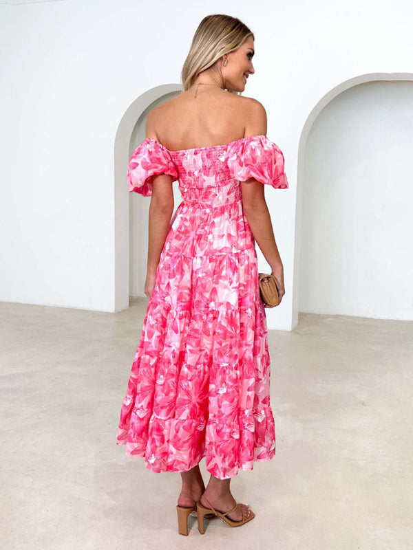 Bella - Off-Shoulder Maxi Dress with Smocked Bodice and Floral Print