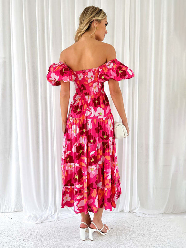 Bella - Off-Shoulder Maxi Dress with Smocked Bodice and Floral Print