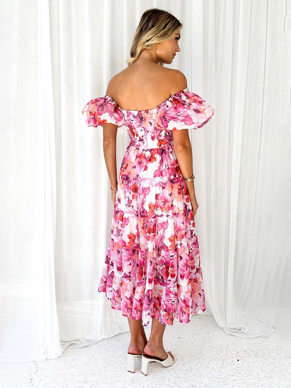 Bella - Off-Shoulder Maxi Dress with Smocked Bodice and Floral Print