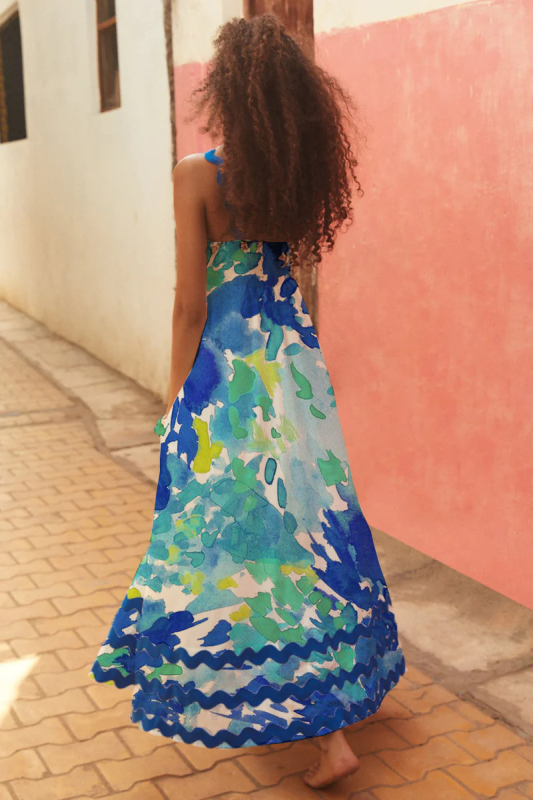 Ocean - Wave Pattern Midi Dress