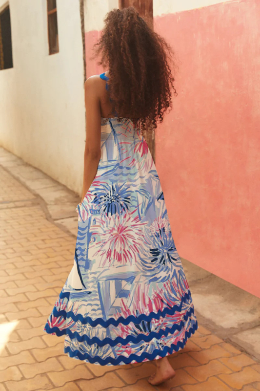 Ocean - Wave Pattern Midi Dress