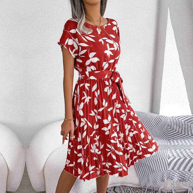 Mirra - Floral Pleated Midi Dress