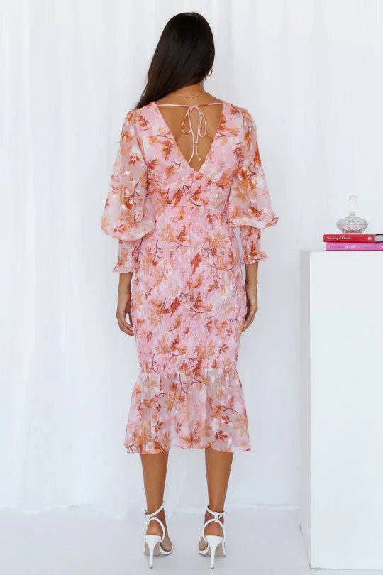 Danielle - Flower Print Midi Dress