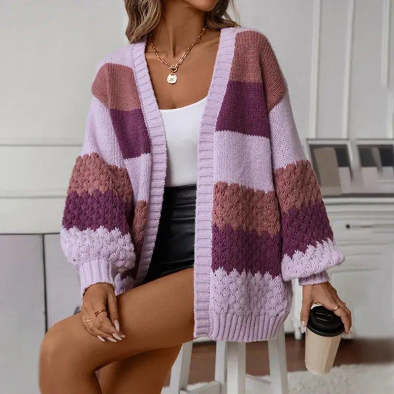 Evie - Cozy Striped Autumn Cardigan