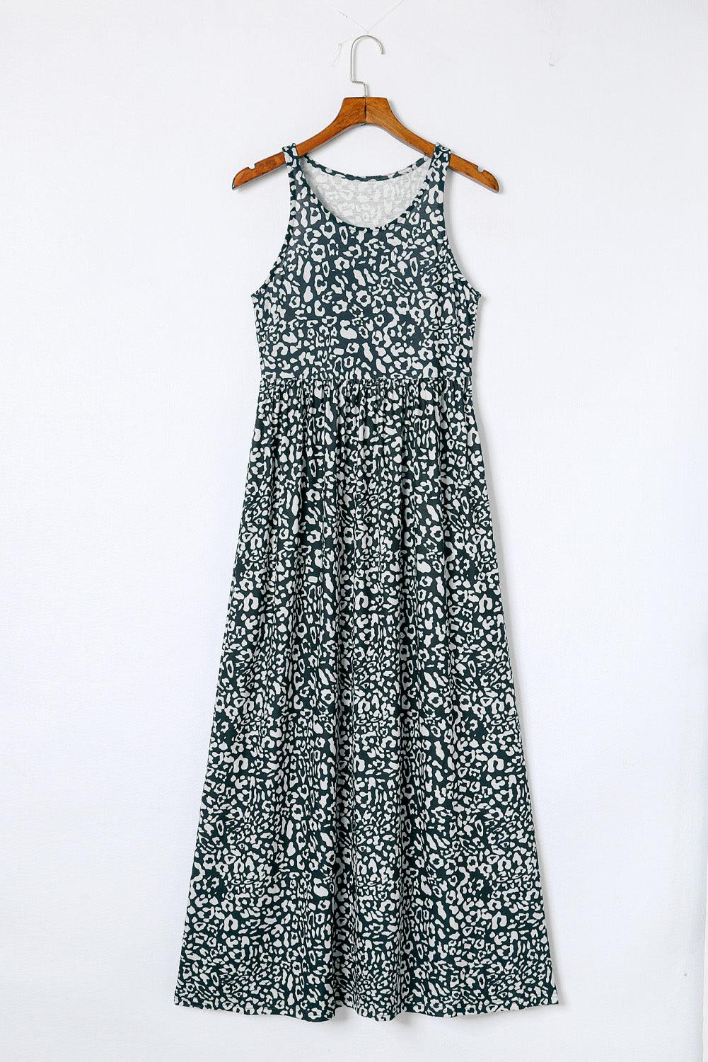 Teagan - Leopard Print Pocket Maxi Dress Sleeveless