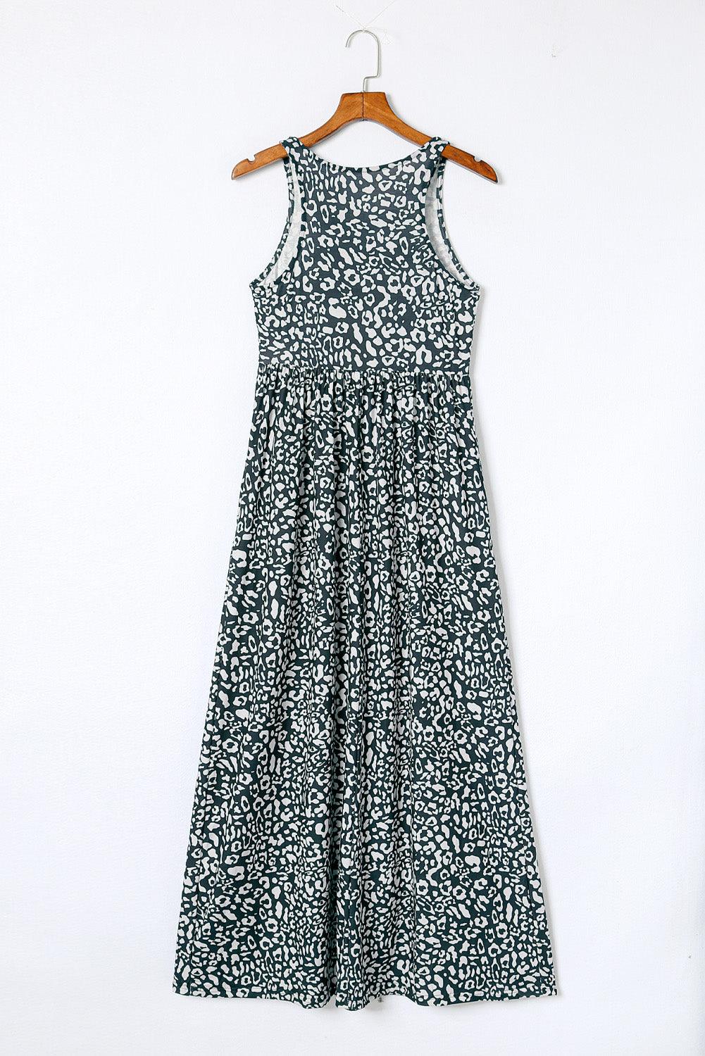 Teagan - Leopard Print Pocket Maxi Dress Sleeveless