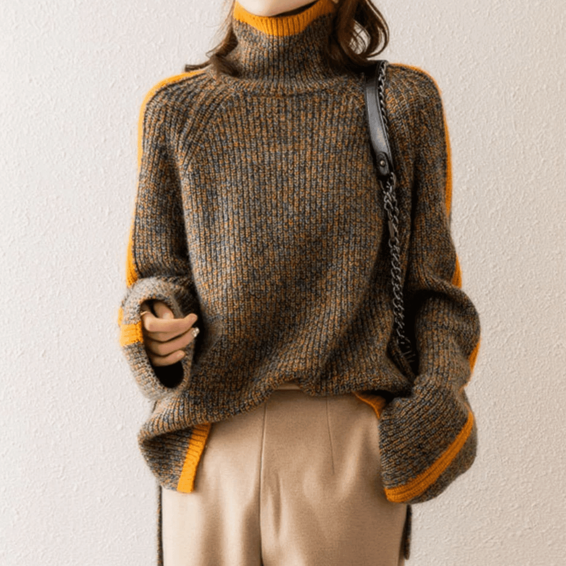 Callista - Mixed Knit Turtleneck