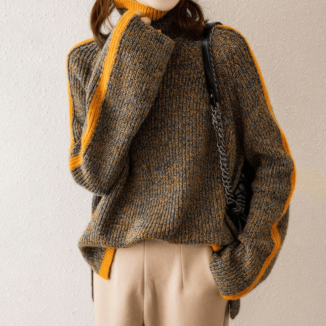 Callista - Mixed Knit Turtleneck