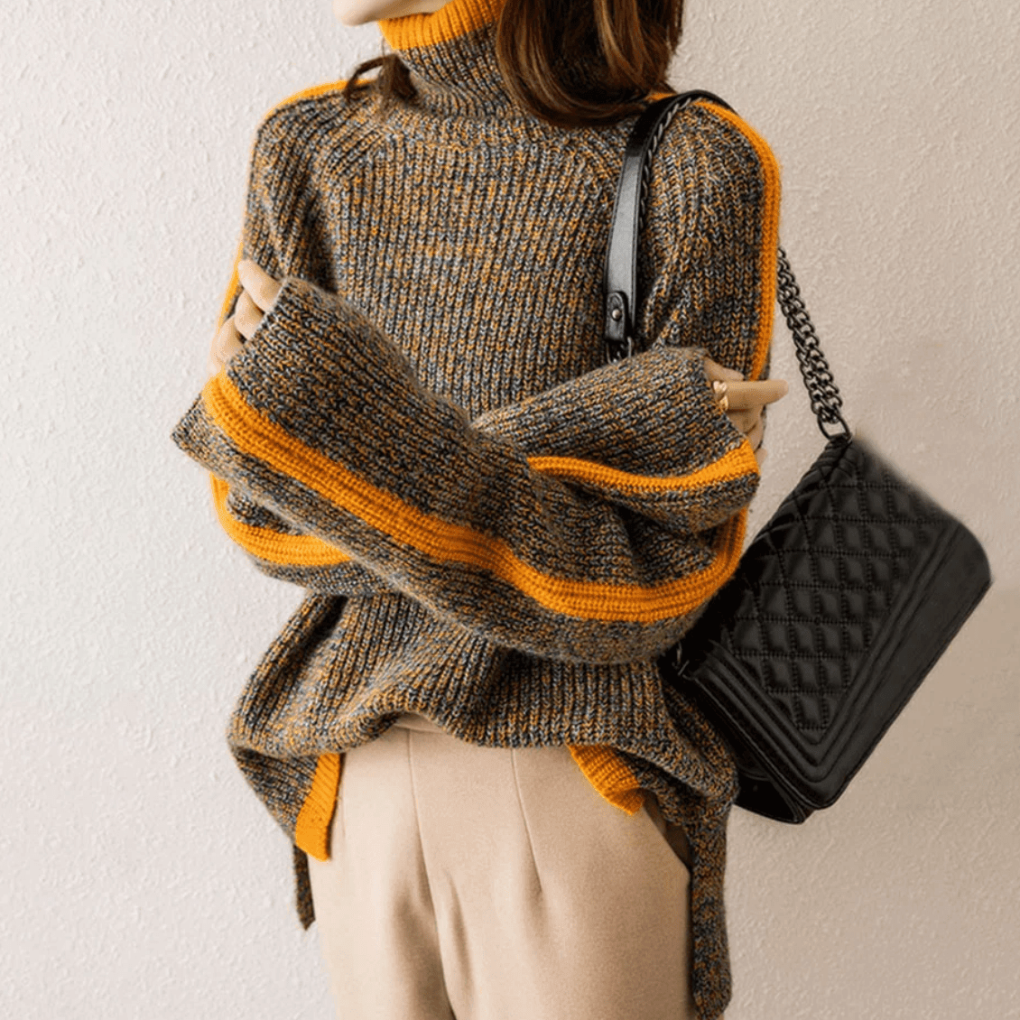 Callista - Mixed Knit Turtleneck