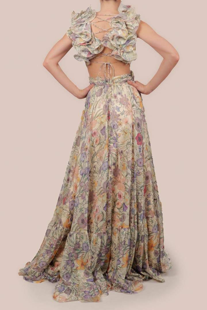 Belinda - Garden Romance Maxi Dress Elegant Floral Chiffon Formal Gown