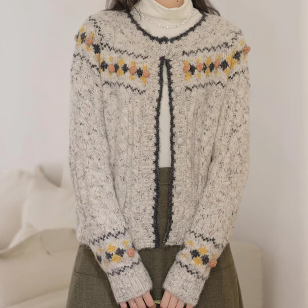 Abigail - Nordic Knit Cardigan Cozy Pattern for Warmth and Style