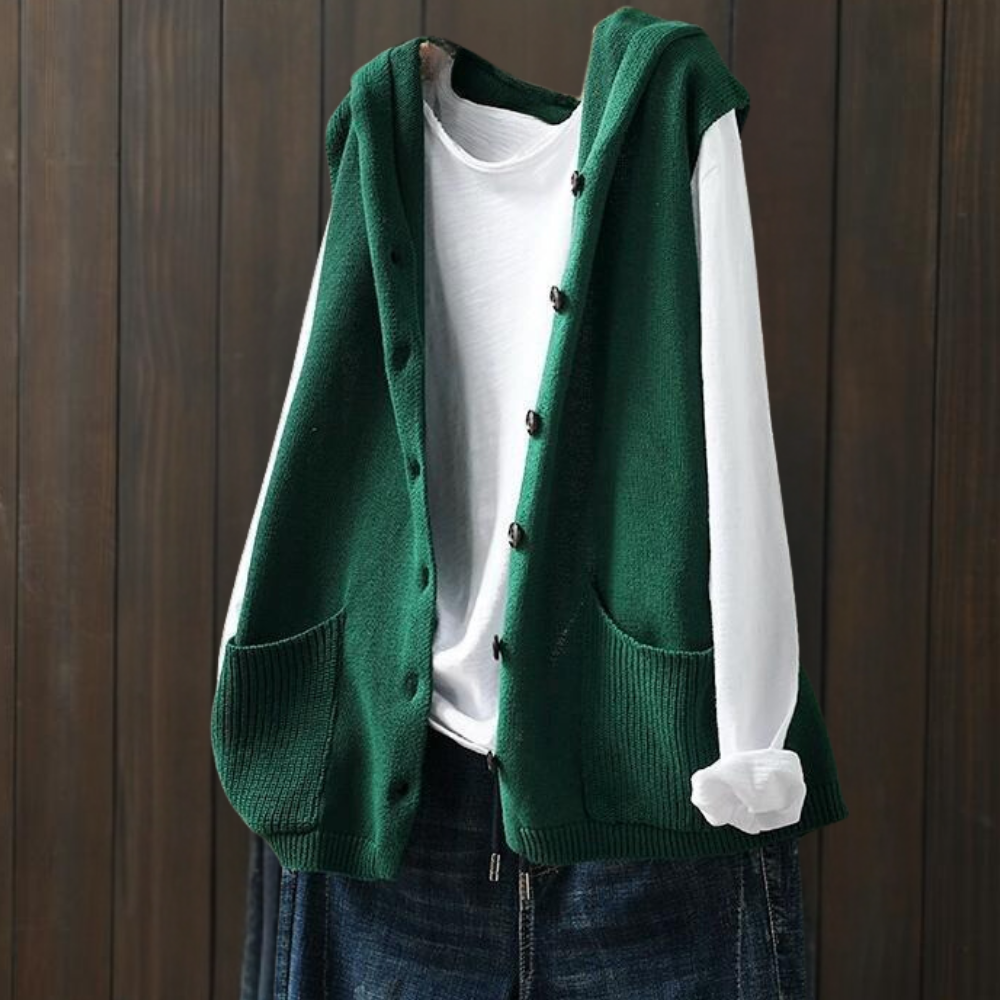 Tahlia - Hooded Button-Up Fleece Vest