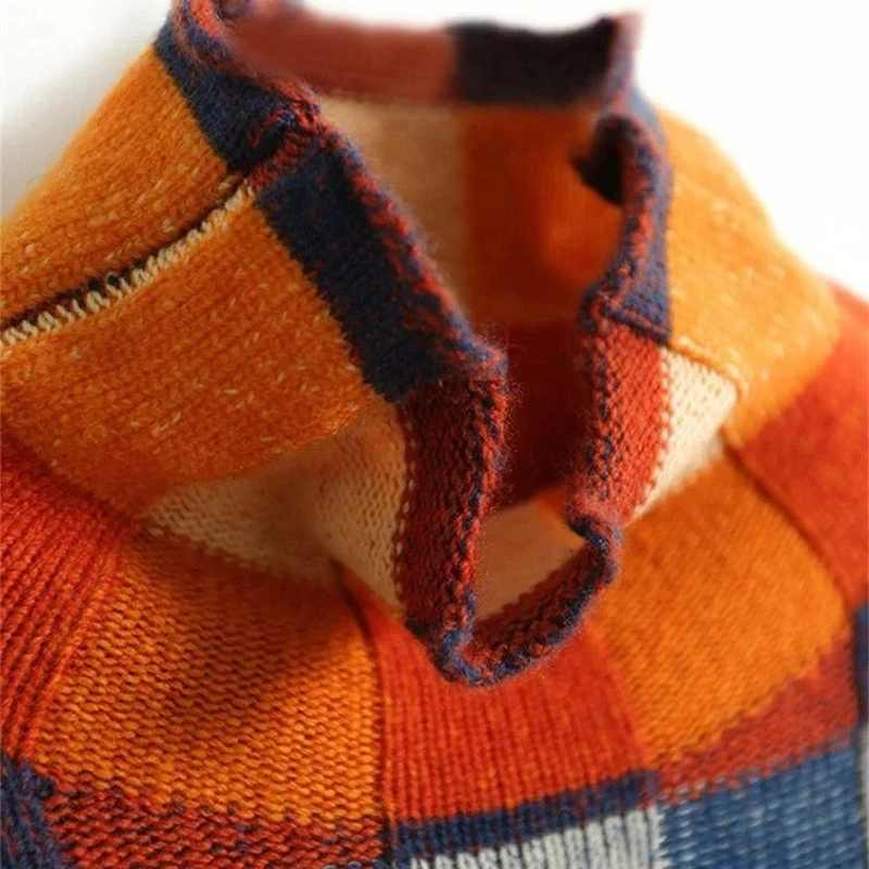 Aspen - Colorful Patchwork Fall Turtleneck Sweater