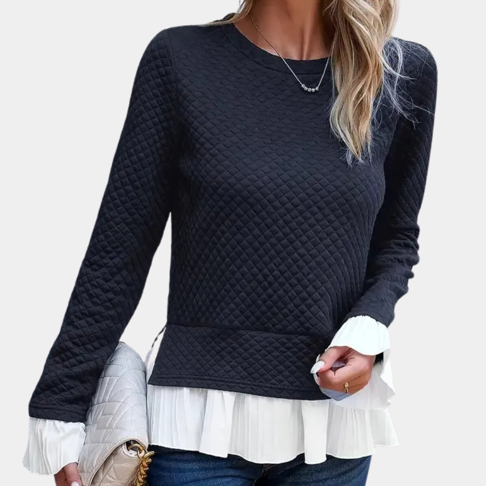 Cove - Quilted Knit Top with Pleated Hem