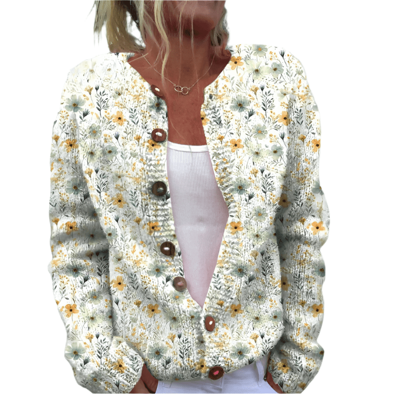 Lottie - Elegant Floral Print Cardigan (Plus Size Available)