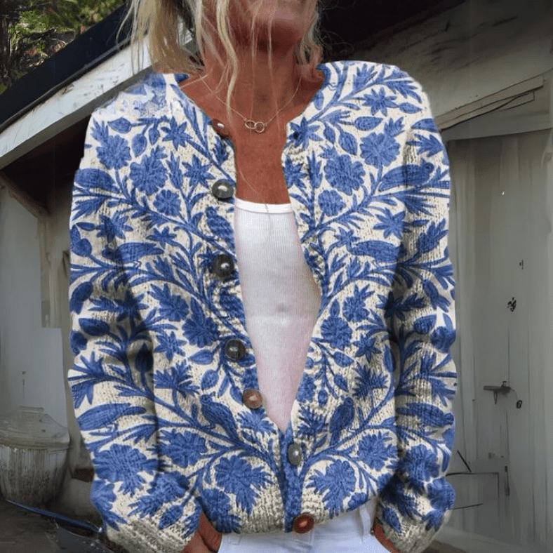 Lottie - Elegant Floral Print Cardigan (Plus Size Available)