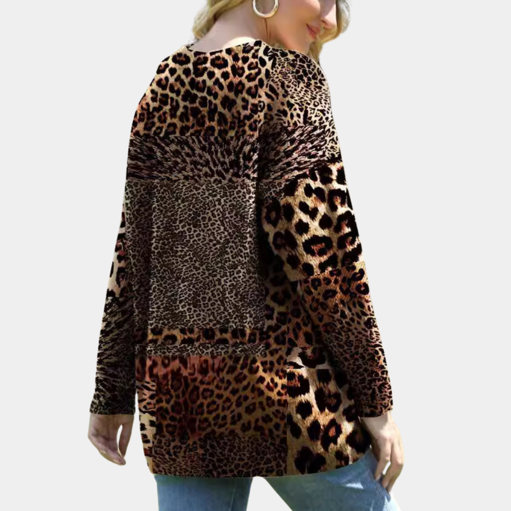 Nira - Animal Print Long-Sleeve Top