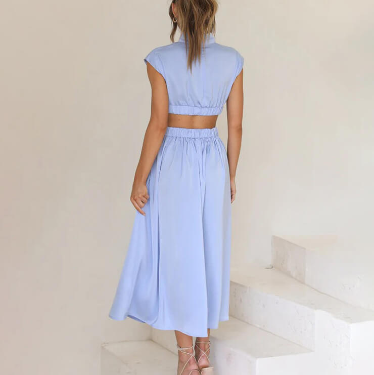 Heidi - Pleated Dress with High Neck