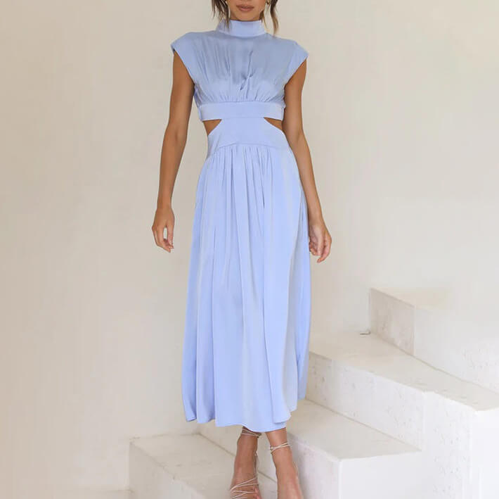 Heidi - Pleated Dress with High Neck