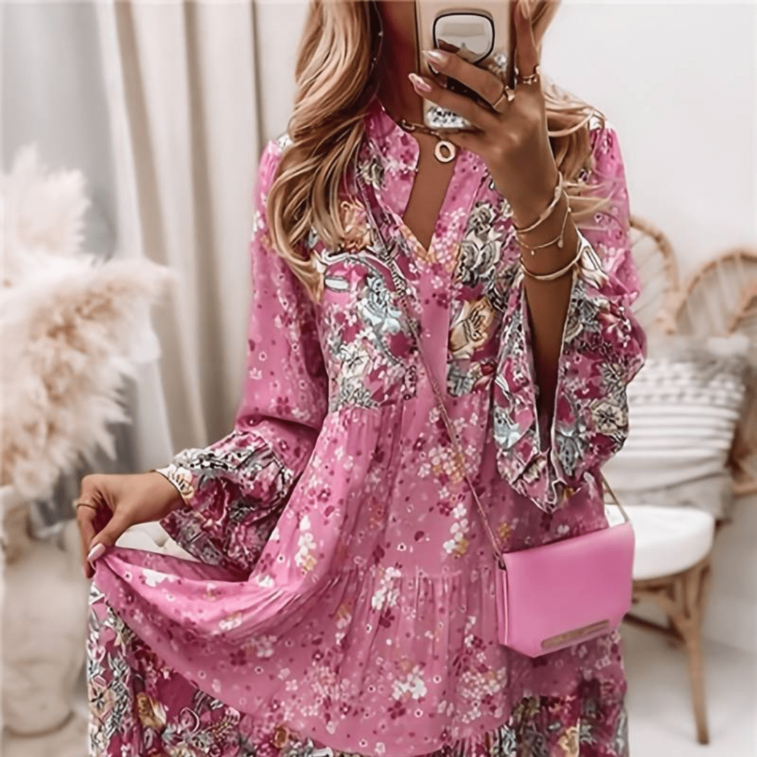 Claire - Waist-Enhancing Floral Sculpt Midi Dress