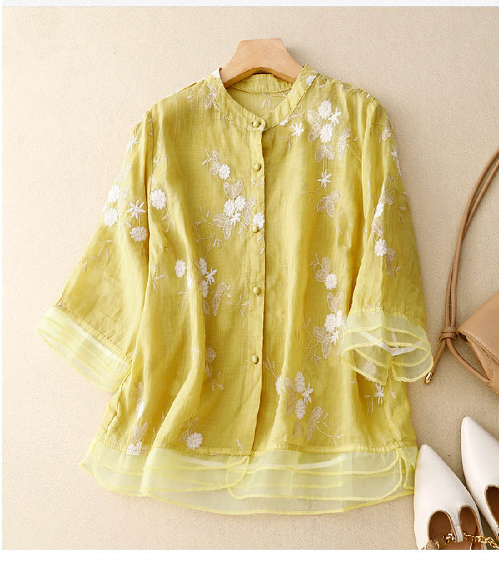 Ruby - Embroidered Cotton Blouse