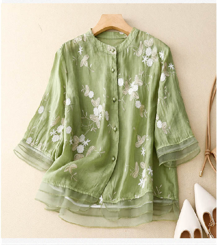 Ruby - Embroidered Cotton Blouse