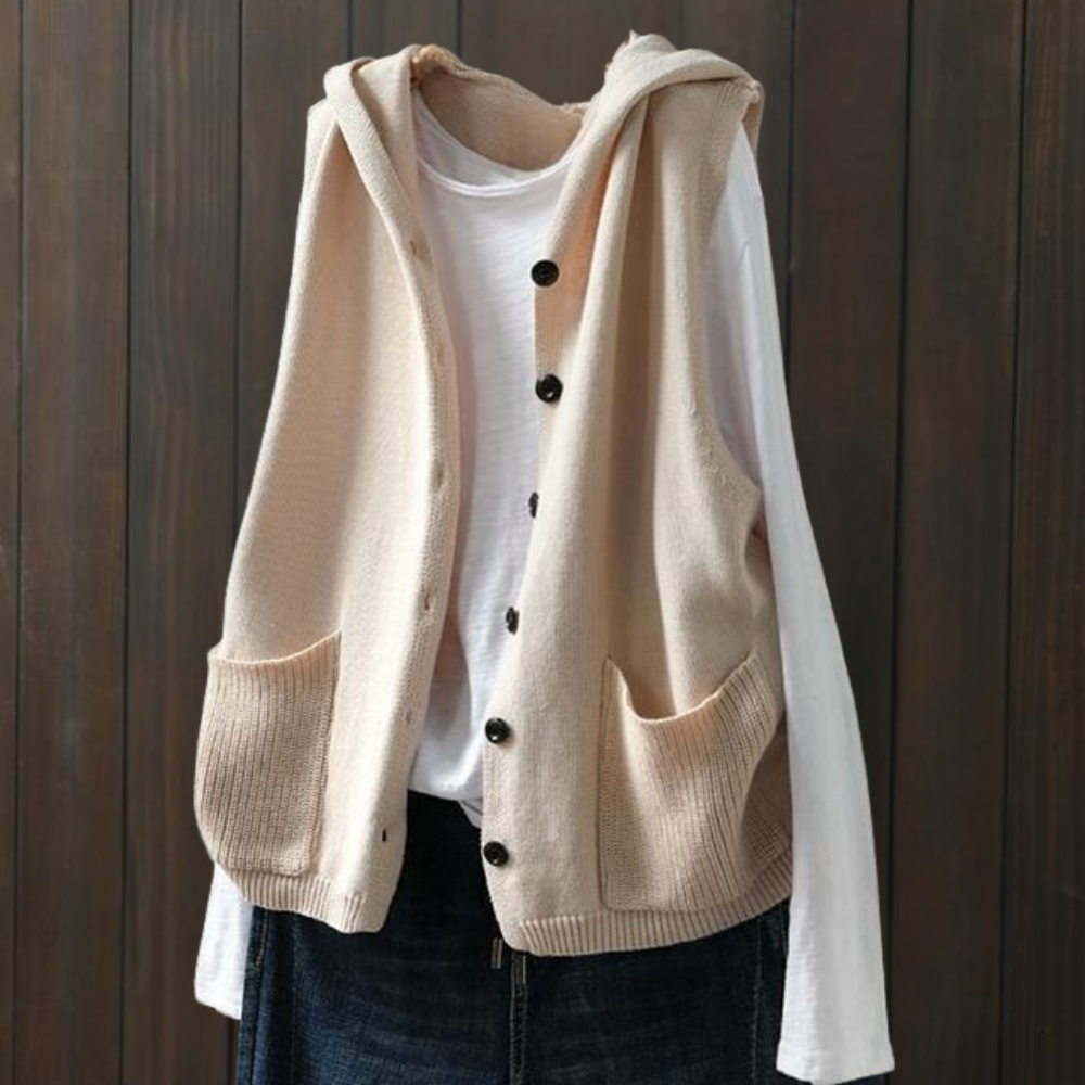 Tahlia - Hooded Button-Up Fleece Vest